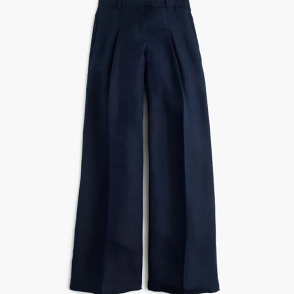 J. Crew Linen Pleasted Wide Waisted Pants in Light Khaki Size 0 Nwot - Picture 3 of 8